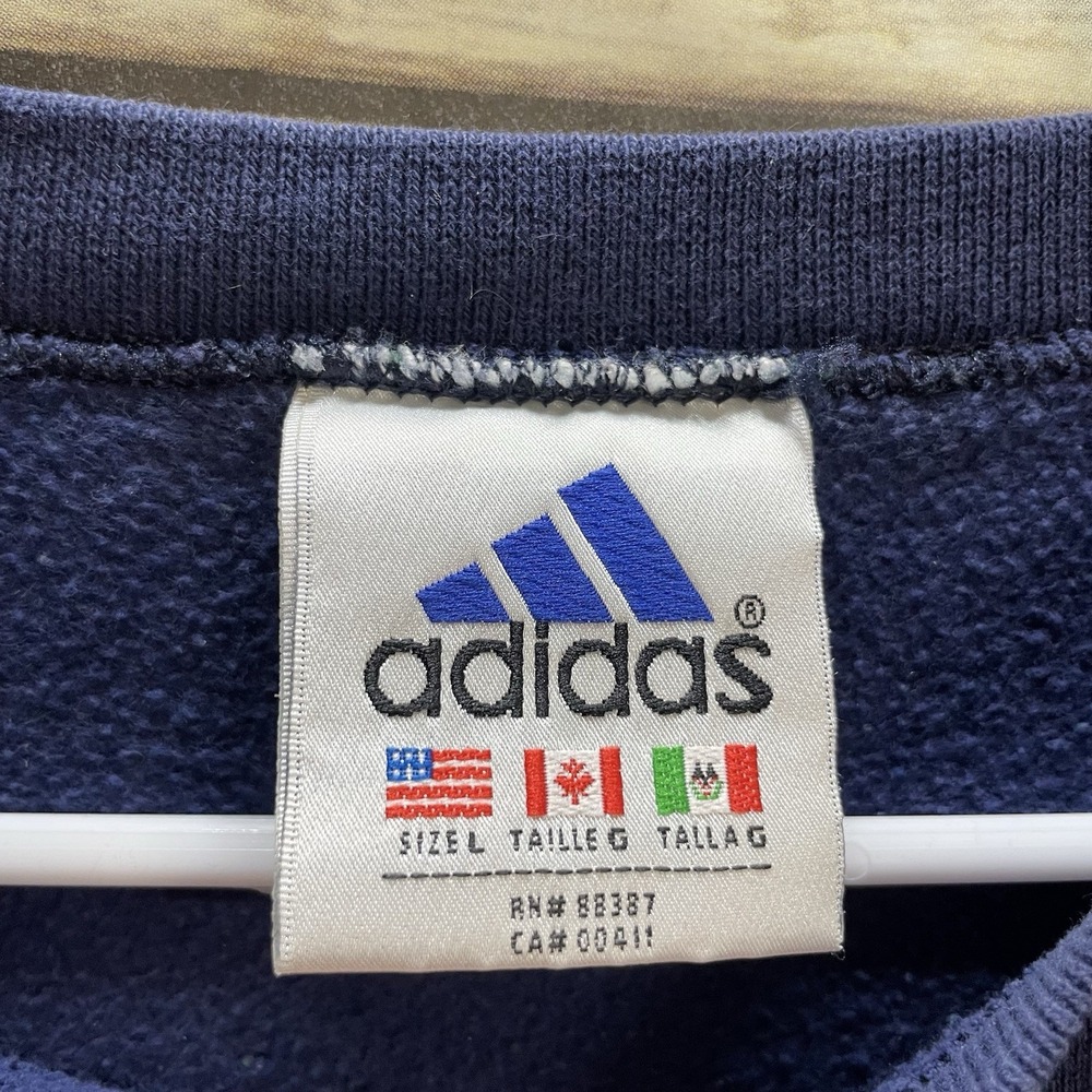 Vintage Adidas Crewneck Sweatshirt Men's Large Navy Blue Embroidered Retro‎ 90's - Picture 3 of 4